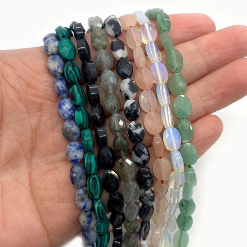 Gefacetteerde Ovale Natuursteen Kralen Voor DIY Sieraden Maken Gepolijste Halfedelsteen Losse Kralen Strang Voor Ketting Armband Sieraden Maken