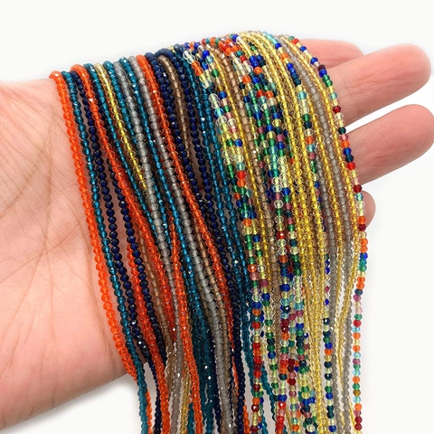 Faceted Round Natural Stone Beads Glass Spinel 2mm 3mm Loose Beads For DIY Necklace Bracelet Jewelry Making Craft Gift