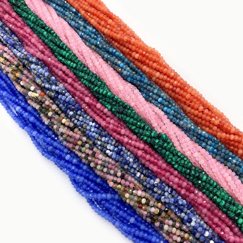 Natural Stone Faceted Round Beads For Jewelry Making DIY Multicolor Amethyst Agate Apatite Polished Gemstone Spacer Loose Beads