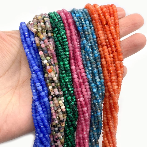 Natural Stone Faceted Round Beads For Jewelry Making DIY Multicolor Amethyst Agate Apatite Polished Gemstone Spacer Loose Beads