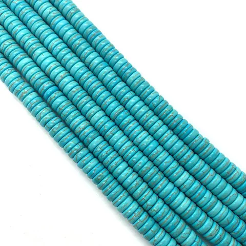 Cuentas de Disco de Turquesa Natural Pulidas Planas Redondas Heishi Cuentas de Piedra Sueltas para Collar Pulsera DIY