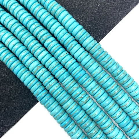 Cuentas de Disco de Turquesa Natural Pulidas Planas Redondas Heishi Cuentas de Piedra Sueltas para Collar Pulsera DIY