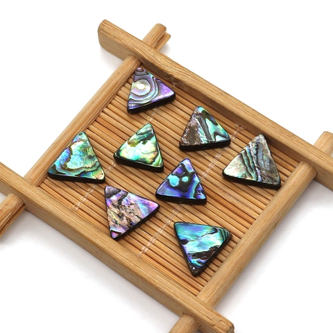 Natural Abalone Shell Triangle Loose Beads For DIY Jewelry Making Polished Paua Shell Iridescent Straight Hole Beads Accessory