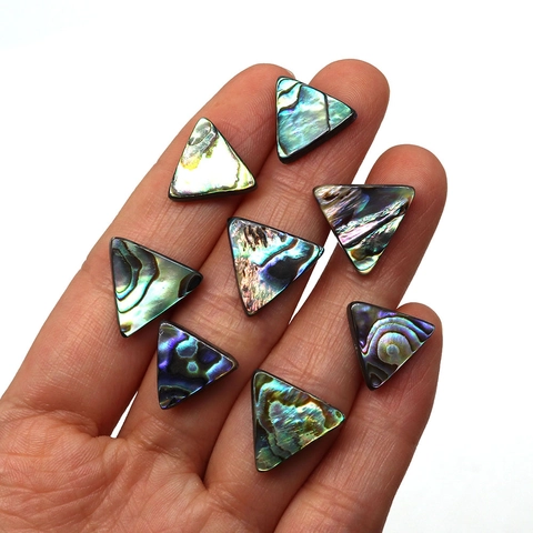 Natural Abalone Shell Triangle Loose Beads For DIY Jewelry Making Polished Paua Shell Iridescent Straight Hole Beads Accessory