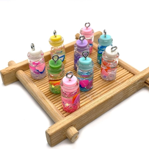 Mini Glas Treibflasche Anhänger Herz Stern Bunte Füllung DIY Schmuckherstellung Zubehör Für Halskette Handgefertigte Damen Accessoires
