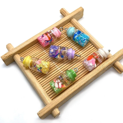 Mini Glas Treibflasche Anhänger Herz Stern Bunte Füllung DIY Schmuckherstellung Zubehör Für Halskette Handgefertigte Damen Accessoires