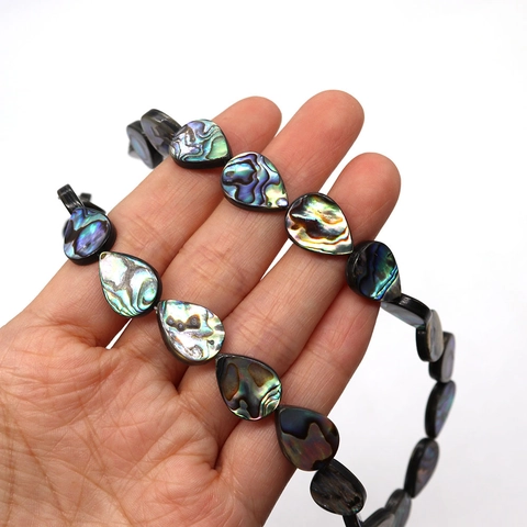 Natural Abalone Shell Water Drop Loose Beads For DIY Jewelry Making Polished Iridescent Sea Shell Teardrop Beads Accessories
