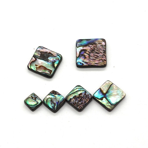 Cuentas de Concha de Abulón Iridiscente Natural Forma de Diamante Cuadrada para Accesorios de Creación de Joyas DIY