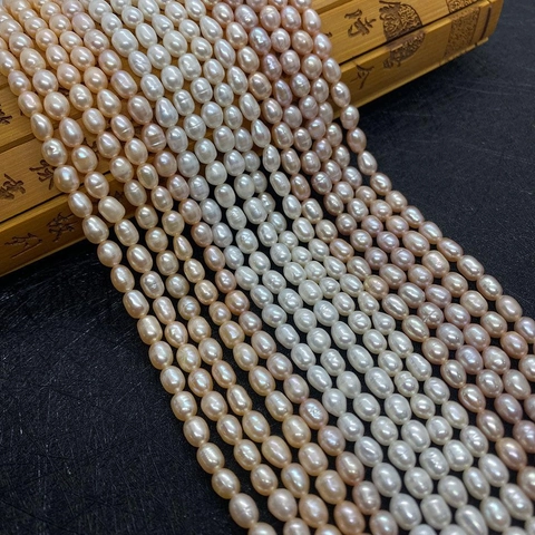 Perla Natural de Agua Dulce Grado AA Forma de Arroz Cuentas Sueltas para Creación Joyería DIY Blanco Amarillo Rosa Pulido 3-8mm