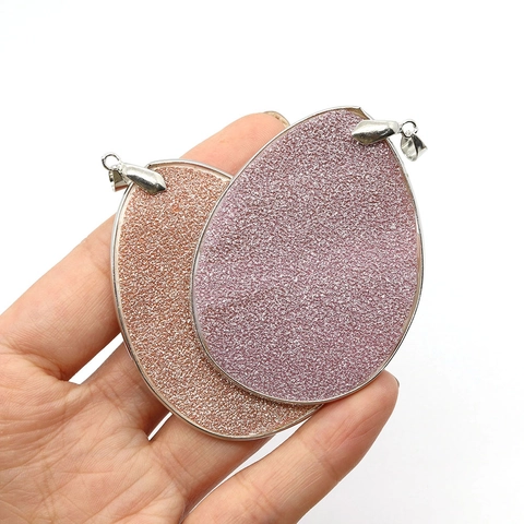 Natural Shell Teardrop Pendant Large Frosted Texture Wrapped Metal Edge For DIY Jewelry Making Necklace Accessories For Women