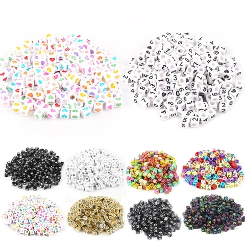 Acrylic Cube Alphabet Number Beads For DIY Jewelry Making Crafts Letter Beads For Bracelets Necklace Handcrafted Accessories