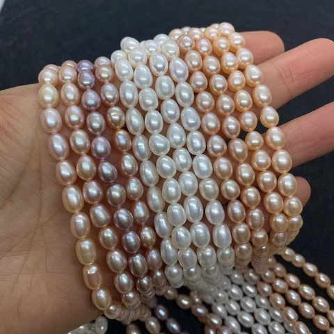 Natural Freshwater Pearl Beads Rice Shaped Oval Loose Beads High Luster DIY Jewelry Making Accessories For Necklace Bracelet