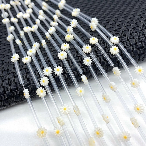 Natural Daisy Shape Shell Beads White Yellow Floral Loose Beads For DIY Jewelry Making Handmade Necklace Bracelet Crafts