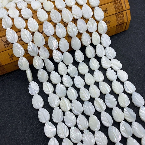 Natuurlijke Witte Parelmoer Schelp Gesneden Blad Kralen Voor Sieraden Maken DIY Handwerk Losse Strang Voor Armband Ketting