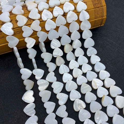 Cuentas Sueltas de Concha Natural de Agua Dulce con Forma de Corazón Madreperla Pulida para Fabricación de Joyas DIY Collar