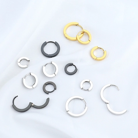 Titanstahl Minimalistische Runde Creolen Für Damen Herren Hypoallergene Geometrische Huggie Ohrringe Täglicher Schmuck Geschenk
