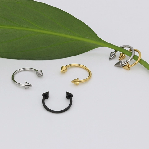 Stainless Steel Horseshoe Circular Barbell Piercing Jewelry With Spike Ends For Nose Lip Eyebrow Punk Unisex Fashion Jewelry