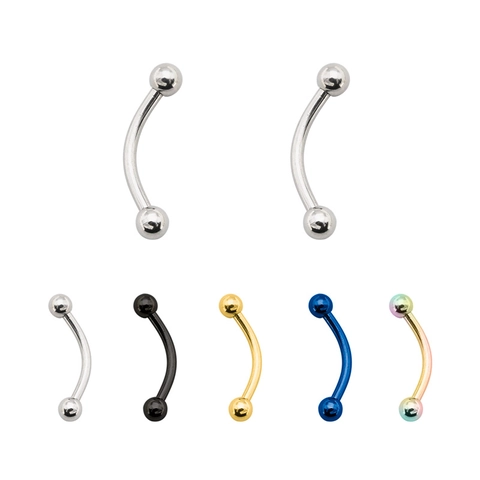 Stainless Steel Curved Barbell Piercing Jewelry For Eyebrow Lip Ear Minimalist Hip Hop Punk Body Piercing Ring Unisex Jewelry