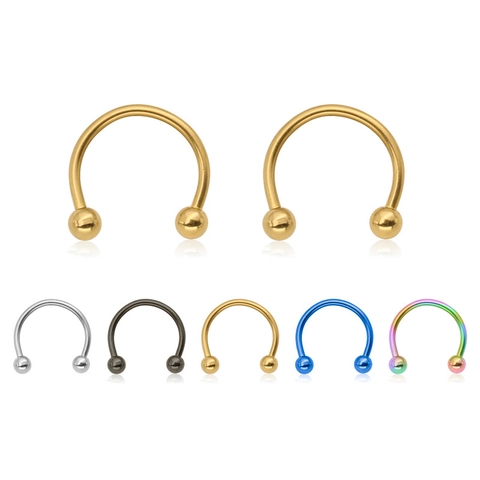Horseshoe Circular Barbell Stainless Steel Nose Ring Lip Ear Piercing Jewelry Twisted Rope Design For Women Men Unisex