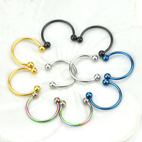 Horseshoe Circular Barbell Stainless Steel Nose Ring Lip Ear Piercing Jewelry Twisted Rope Design For Women Men Unisex