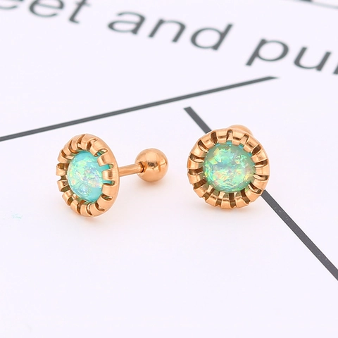 Titanstahl Künstliche Opal Ohrstecker Rund Minimalistisch Schraube Barbell Helix Piercing Schmuck Für Damen Herren