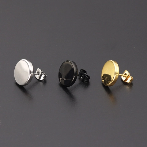 Minimalistische Titaniumstaal Ronde Schijf Oorknopjes Voor Heren Dames Gepolijste Geometrische Barbell Piercing Sieraden Cadeau