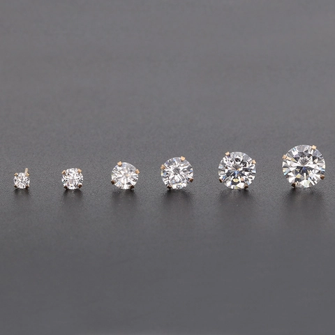 Boucles d'Oreilles Clous en Acier Inoxydable avec Zircon Cubique Pour Femmes Hommes Hypoallergénique Rond AAA Zircone 4-Griffes Bijoux de Mode