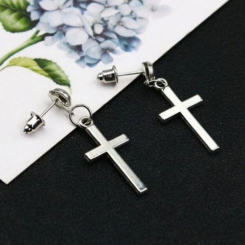 Unisex 316L Stainless Steel Barbell Stud Earrings With Geometric Heart Star Cross Rhombus Triangle Pendant Punk Piercing Jewelry