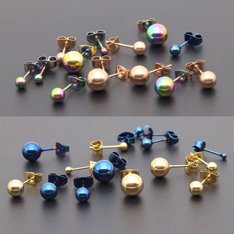 Boucles d'Oreilles Clous à Boule en Acier Inoxydable Minimalistes pour Hommes Femmes Perçage de Boule Ronde Géométrique Mode