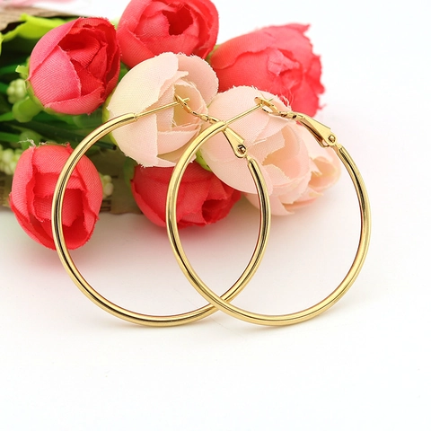 Minimalist Stainless Steel Hoop Earrings For Women Men Fashion Large Round Circle Jewelry Gift Gold Silver Black Rose Gold