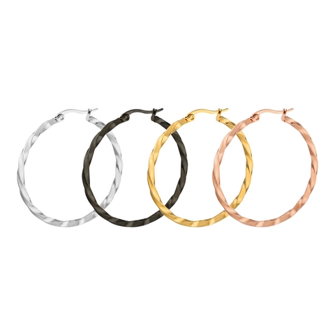 Verdrehte Große Creolen Für Damen Edelstahl Titanstahl Minimalistisch Spiralform Rund Gold Silber Schwarz Roségold Modeschmuck
