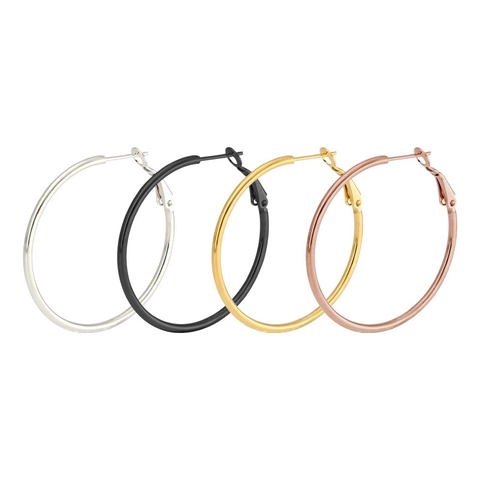 Minimalist Stainless Steel Hoop Earrings For Women Men Fashion Large Round Circle Jewelry Gift Gold Silver Black Rose Gold