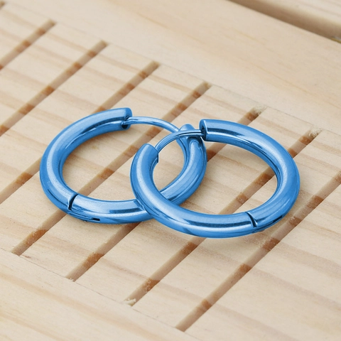 Boucles d'Oreilles Créoles Minimalistes en Acier Inoxydable Titane pour Hommes Femmes Cercle Géométrique Rond Poli Bijoux de Mode