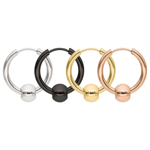 Minimalist Titanium Steel Captive Bead Hoop Earrings Stainless Steel Geometric Round Ear Buckle For Men Women Daily Jewelry