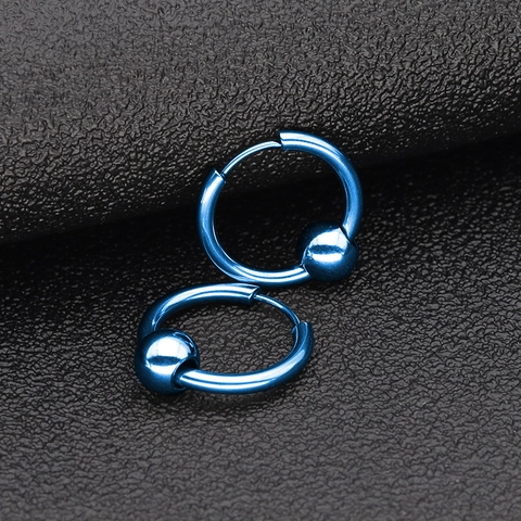 Minimalist Titanium Steel Captive Bead Hoop Earrings Stainless Steel Geometric Round Ear Buckle For Men Women Daily Jewelry