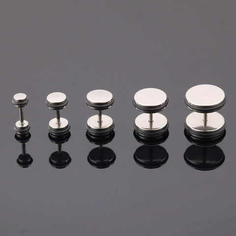 Minimalistische Titan Stahl Hantel Ohrstecker Für Herren Damen Punk Barbell Fake Plug Ohrringe Industrie Schmuck Geschenk
