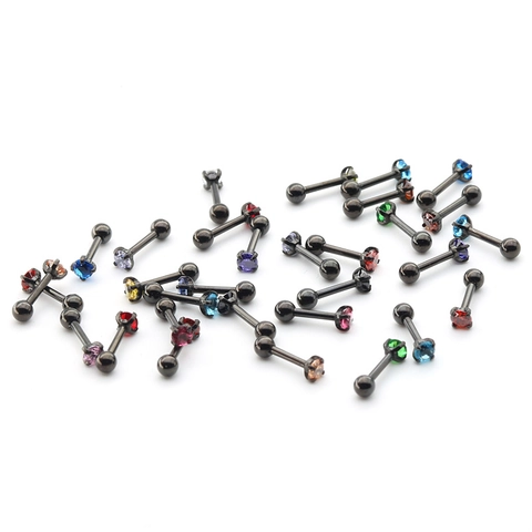 Boucles d'Oreilles Clous en Acier Inoxydable Zircon Coloré AAA Pour Femmes Hommes Aiguille Fine 0.8mm Boule à Vis Bijoux