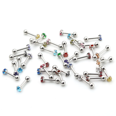 Boucles d'Oreilles Clous en Acier Inoxydable Zircon Coloré AAA Pour Femmes Hommes Aiguille Fine 0.8mm Boule à Vis Bijoux