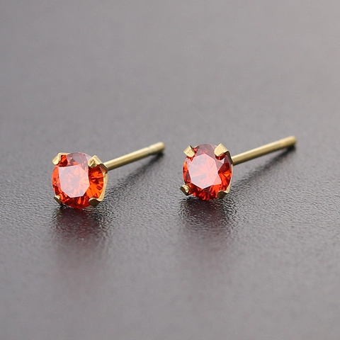 Boucles d'Oreilles Clous en Zirconium AAA 4mm Acier Inoxydable 316L Colorées Rondes Minimalistes Bijoux Quotidiens Cadeau
