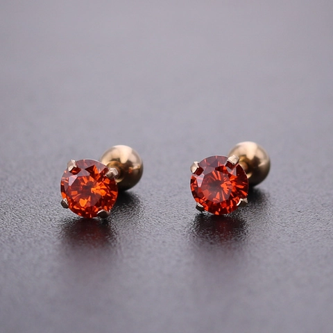 Edelstahl Runde Ohrstecker Mit Strass Vier Zacken Fassung Schraubverschluss Piercing Schmuck Für Damen Herren