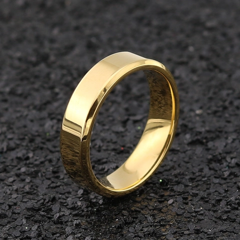 Minimalistischer Edelstahl 素圈 Ring Für Damen Herren Abgeschrägte Kante Hochglanzpolierter Titanstahl Ring Mode Schmuck Geschenk