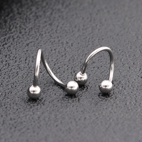 Stainless Steel Spiral S Shaped Piercing Jewelry Nose Lip Eyebrow Ring With Ball Ends Polished Body Piercing For Women Men