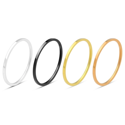 Minimalistischer Edelstahl Ring Einfaches Band Für Damen Herren Paare Mode Schmuck Gold Roségold Schwarz Silber Polierter Fingerring Geschenk