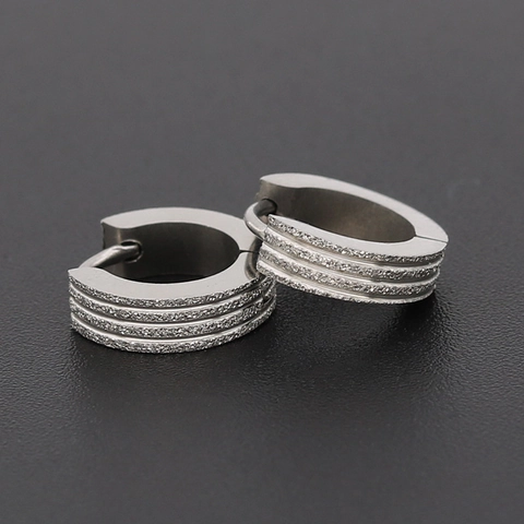 Punk Edelstahl Huggie Creolen Für Herren Damen Schwarz Silber Mattiert Stachel Nieten Zirkonia Ohrclip Schmuck