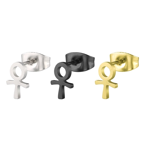 Titanstahl Ankh Kreuz Ohrstecker Minimalistisch Ägyptisches Symbol Lebenskreuz Ohrknochenstecker Für Damen Herren Gothic Punk Schmuck
