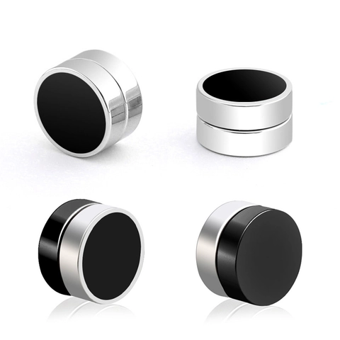 Minimalist Titanium Steel Magnetic Ear Clips For Men Women No Piercing Round Epoxy Magnet Stud Earrings Trendy Jewelry