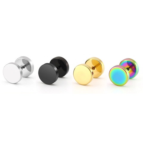 Orecchini a Bottone a Bilanciere in Acciaio al Titanio Disco Tondo Stile Punk Minimalista per Uomo Donna Unisex Gioielli Personalizzati