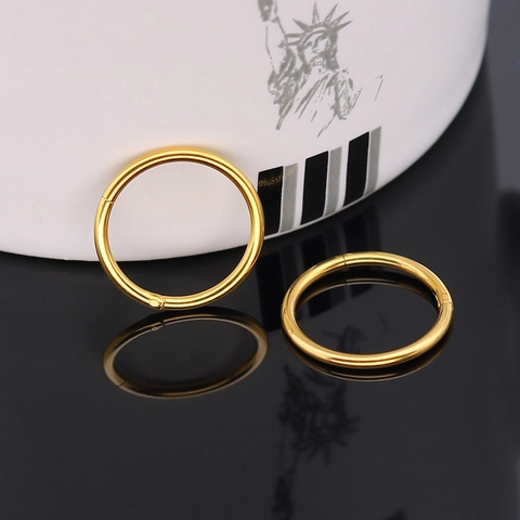 Edelstahl Scharnier Clicker Nasenring Hoop Kreisförmig Piercing Schmuck Für Damen Herren Gold Silber Schwarz Punk Ohrring