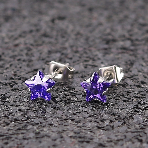 Boucles d'Oreilles Clous en Acier Titane Étoile Zirconia pour Hommes Femmes Géométrique Forme d'Étoile Bijoux de Mode Cadeau