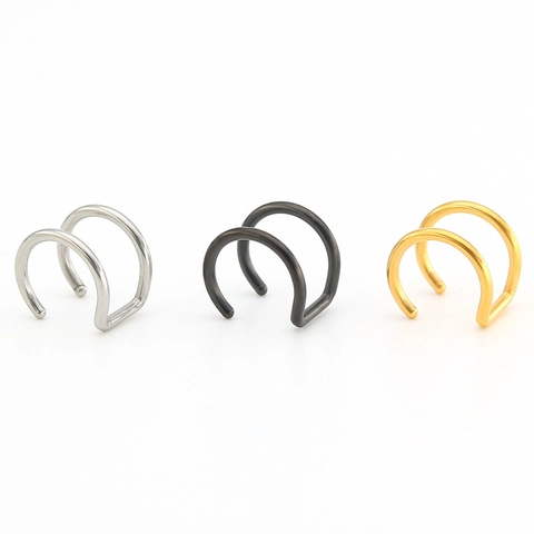Manchettes D'Oreille En Acier Inoxydable Sans Perçage Double Couche En Forme De U Clip Sur Boucles D'Oreilles Cartilage Anneaux De Nez Lèvres Bijoux Unisexes Minimalistes